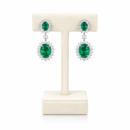 Emerald Earrings in 18ct White Gold