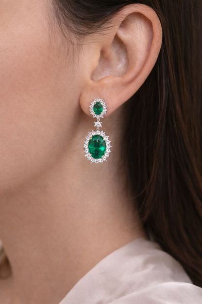 Emerald Earrings in 18ct White Gold