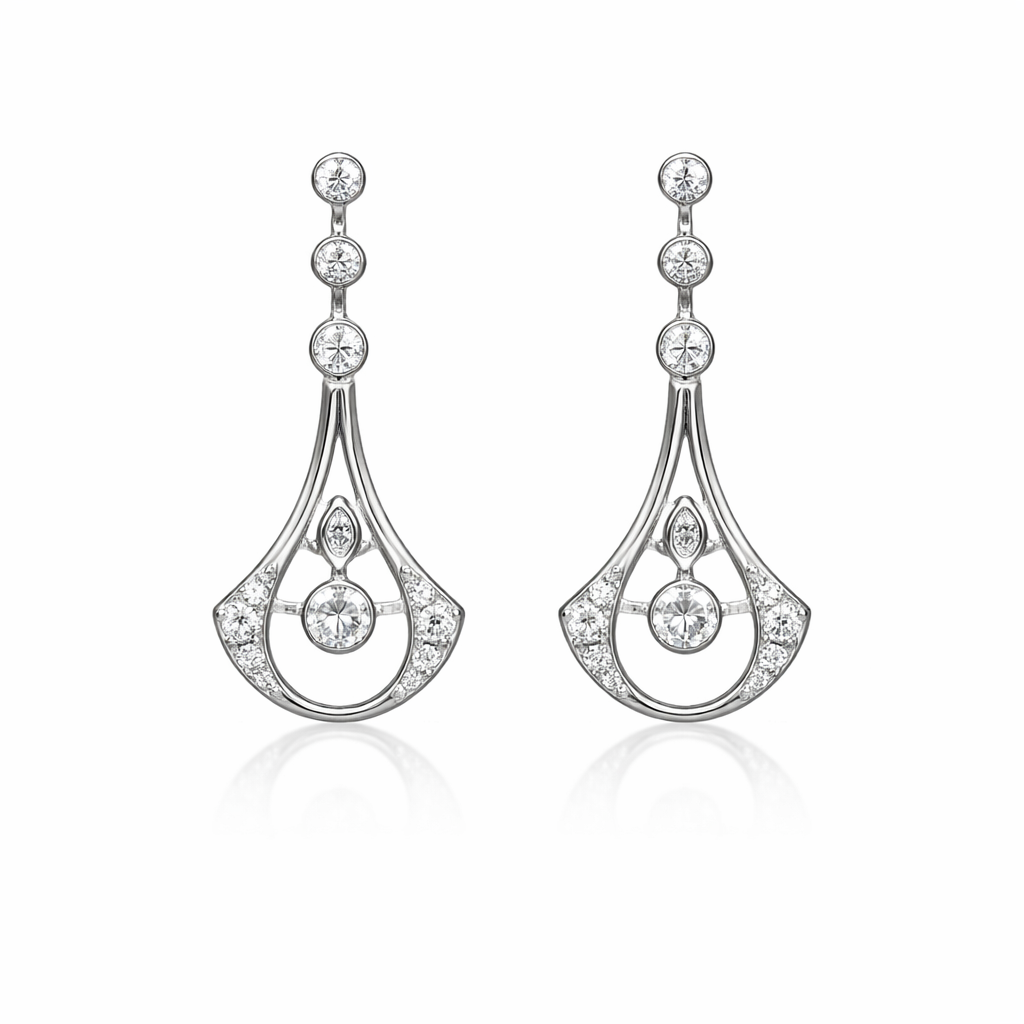 Open Teardrop Earrings in 18ct White Gold