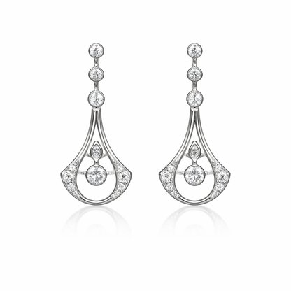 Open Teardrop Earrings in 18ct White Gold