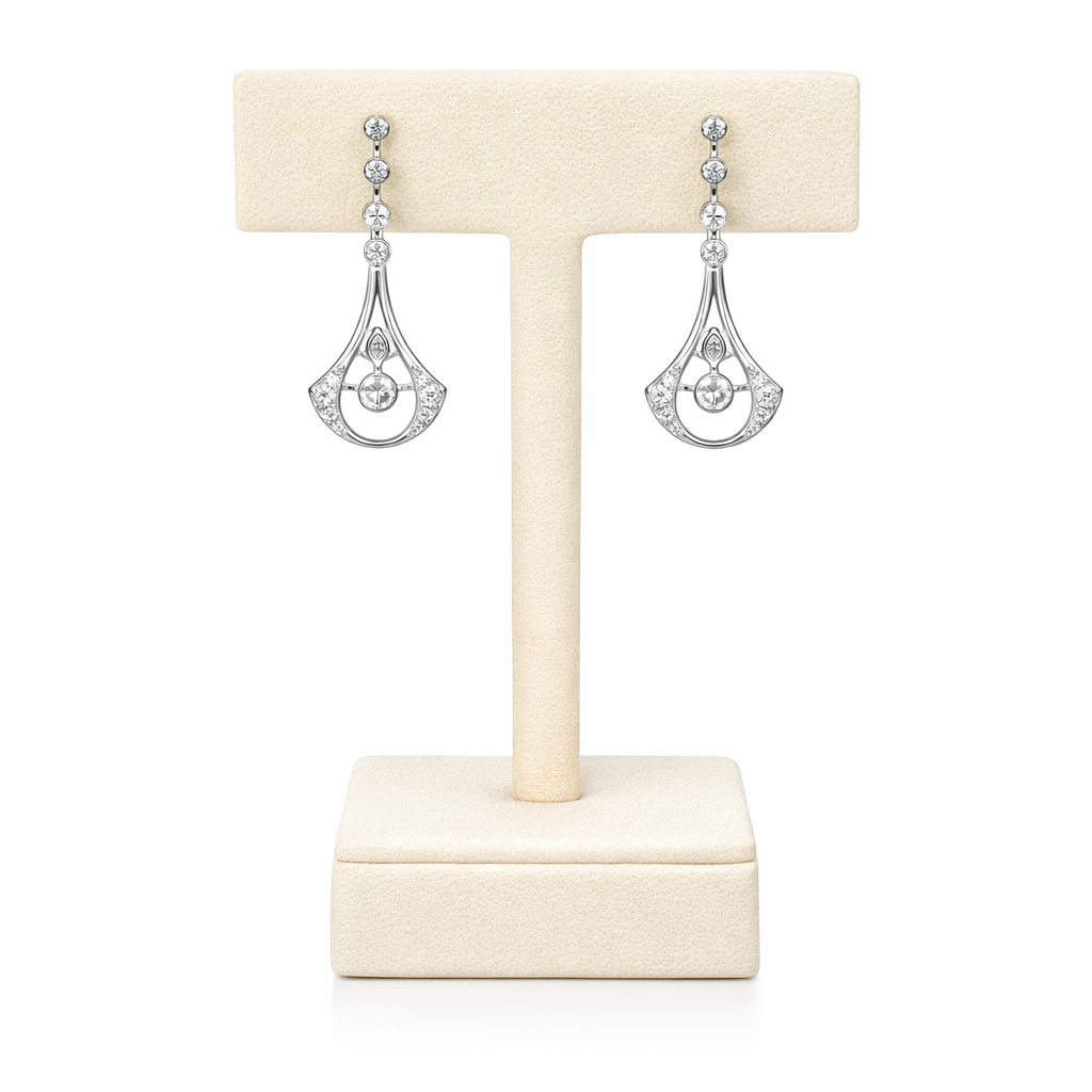 Open Teardrop Earrings in 18ct White Gold