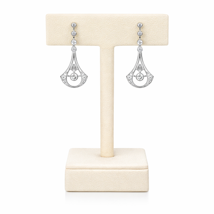 Open Teardrop Earrings in 18ct White Gold