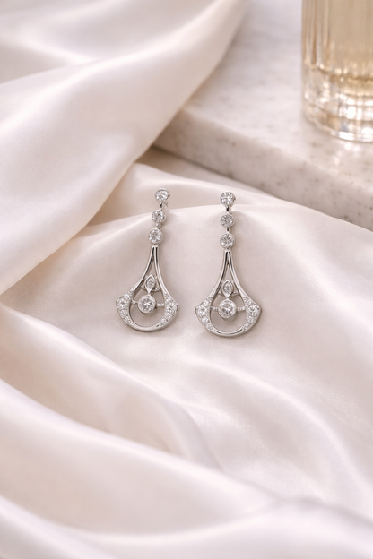 Open Teardrop Earrings in 18ct White Gold