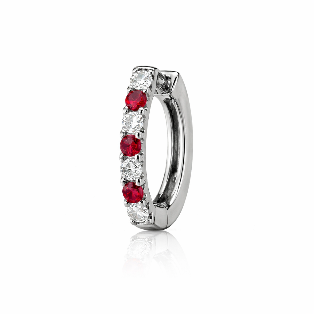 Ruby and Diamond Hoop Earrings