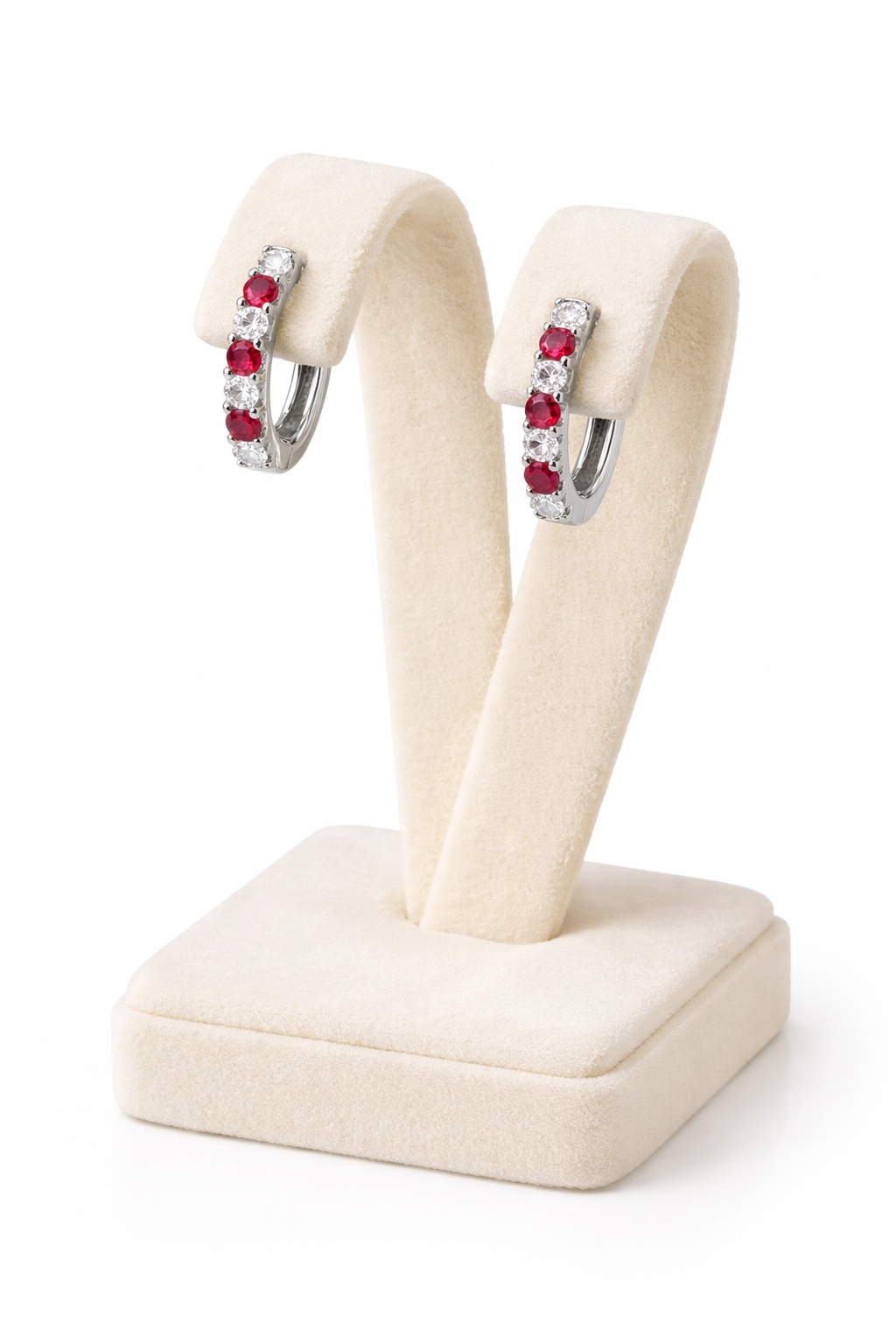 Ruby and Diamond Hoop Earrings