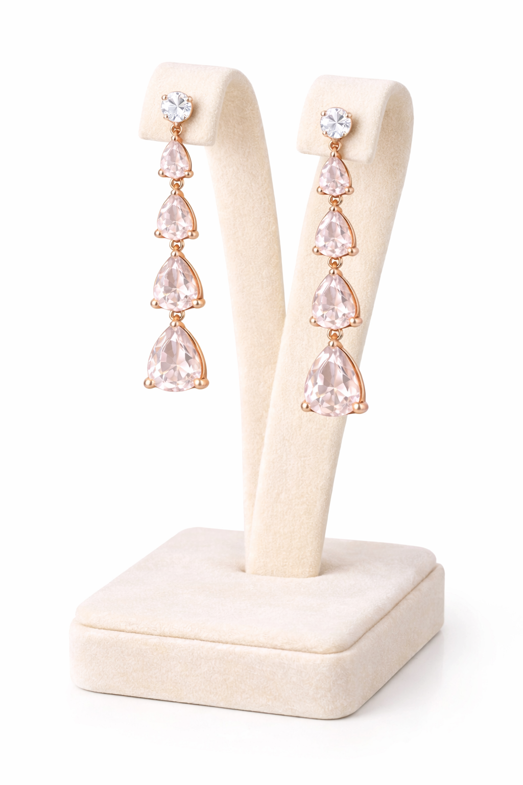Morganite Drop Earrings in Rose Gold