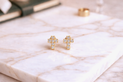 Diamond Cross Earrings