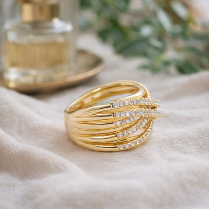 Diamond Wave Crossover Ring