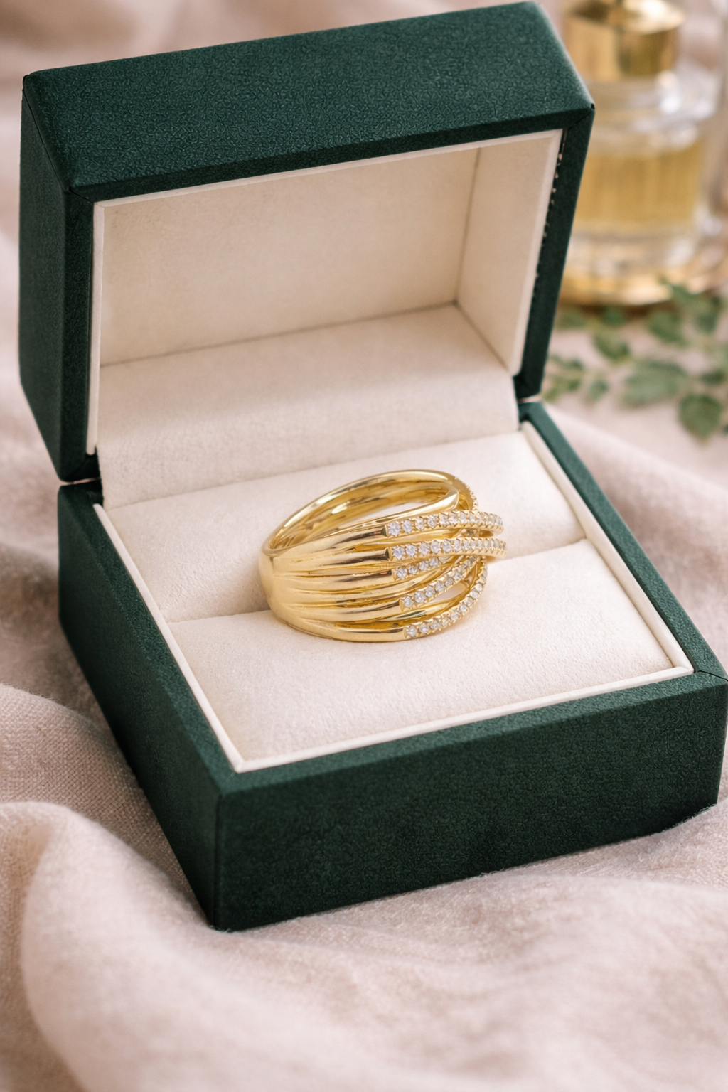 Diamond Wave Crossover Ring