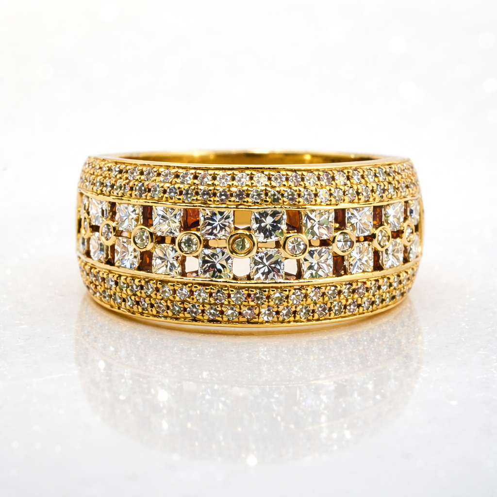 Multi-Row Diamond Dress Ring in 18ct Gold
