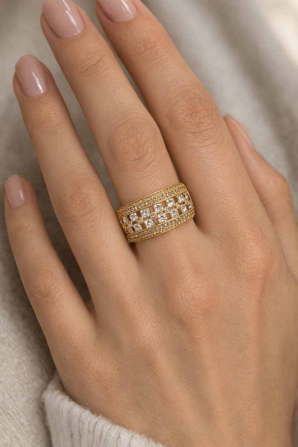 Multi-Row Diamond Dress Ring in 18ct Gold