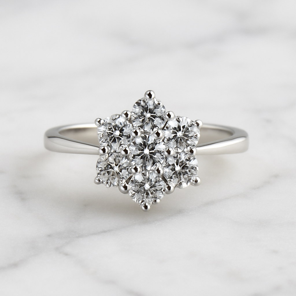 Platinum Classic Cluster Ring
