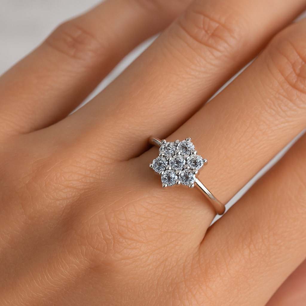 Platinum Classic Cluster Ring