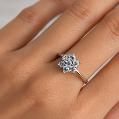 Platinum Classic Cluster Ring