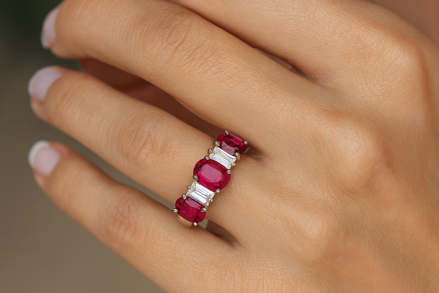 Vintage Ruby and Baguette Diamond Ring
