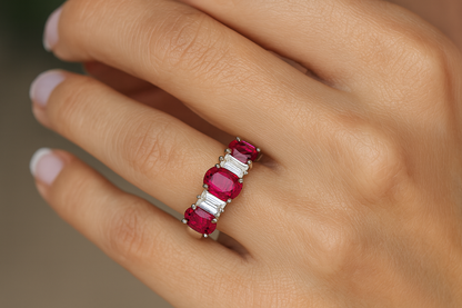 Vintage Ruby and Baguette Diamond Ring