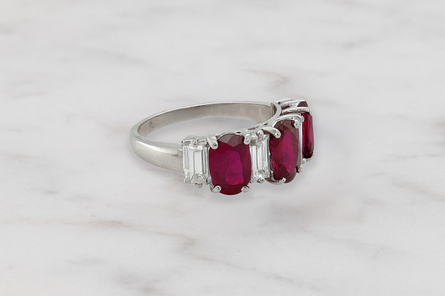 Vintage Ruby and Baguette Diamond Ring