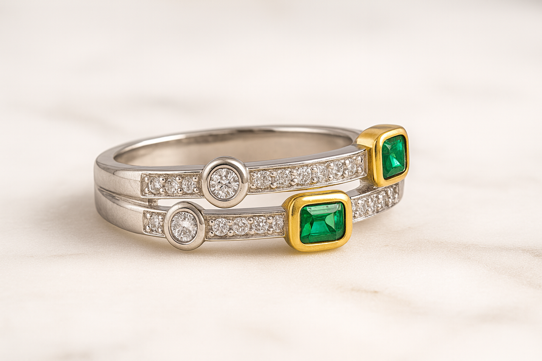 Emerald and Diamond Art-Deco ring