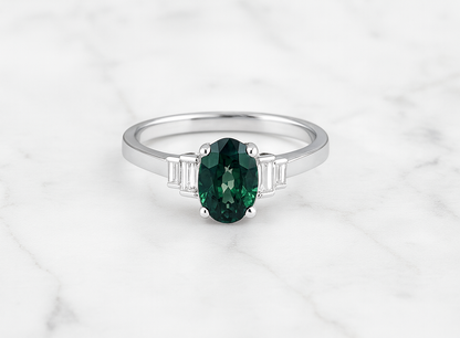 Teal green Sapphire ring