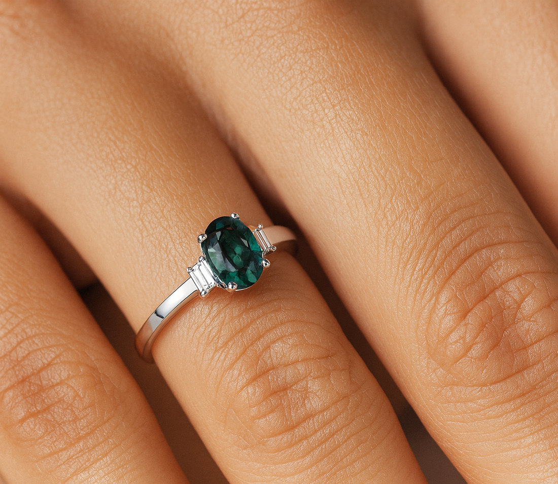 Teal green Sapphire ring