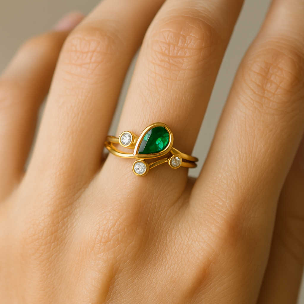 Emerald and Diamond Cocktail Ring
