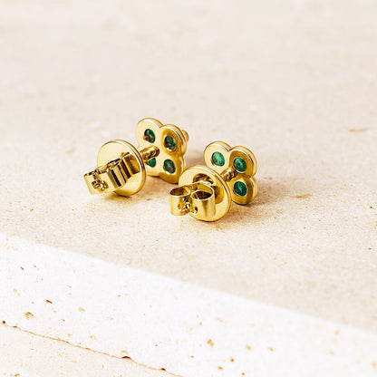Emerald Clover Stud Earrings