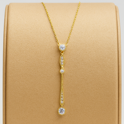 Gold Drop Necklace with Diamond Accents