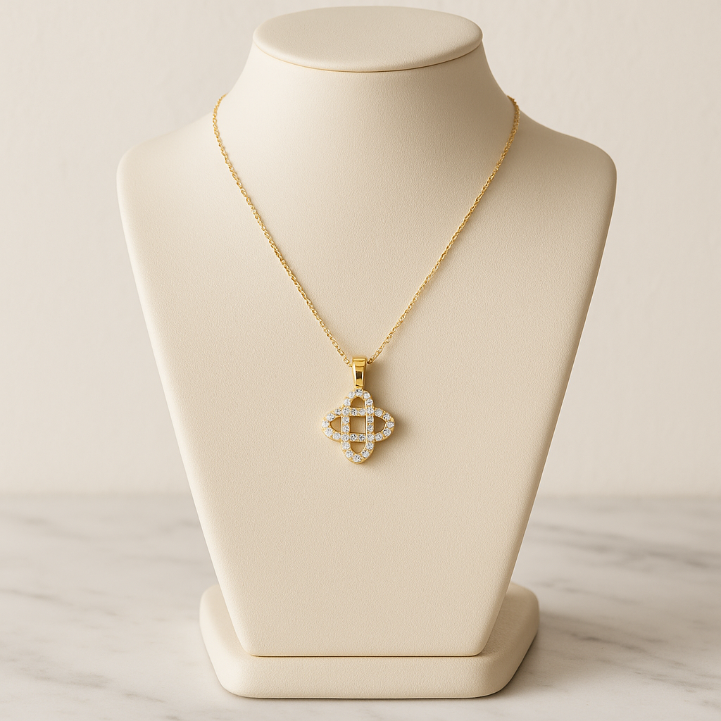 Diamond Lattice Pendant in Yellow Gold