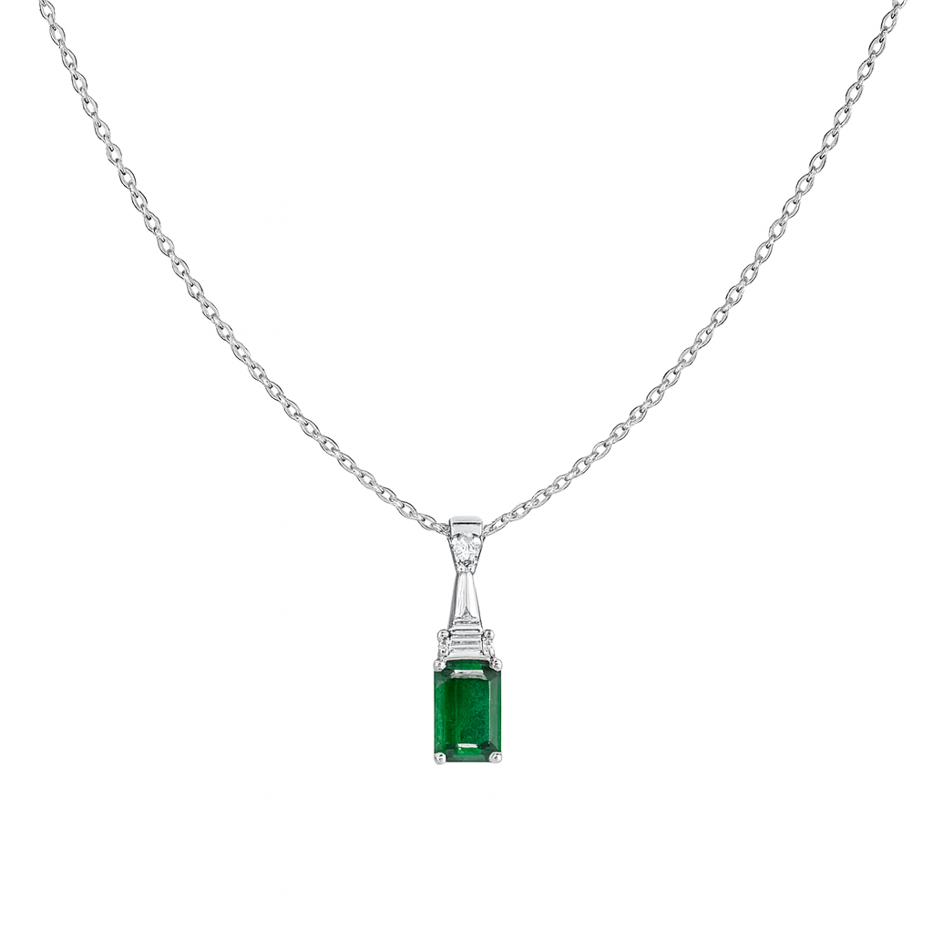 Emerald Pendant in White Gold