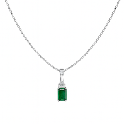 Emerald Pendant in White Gold
