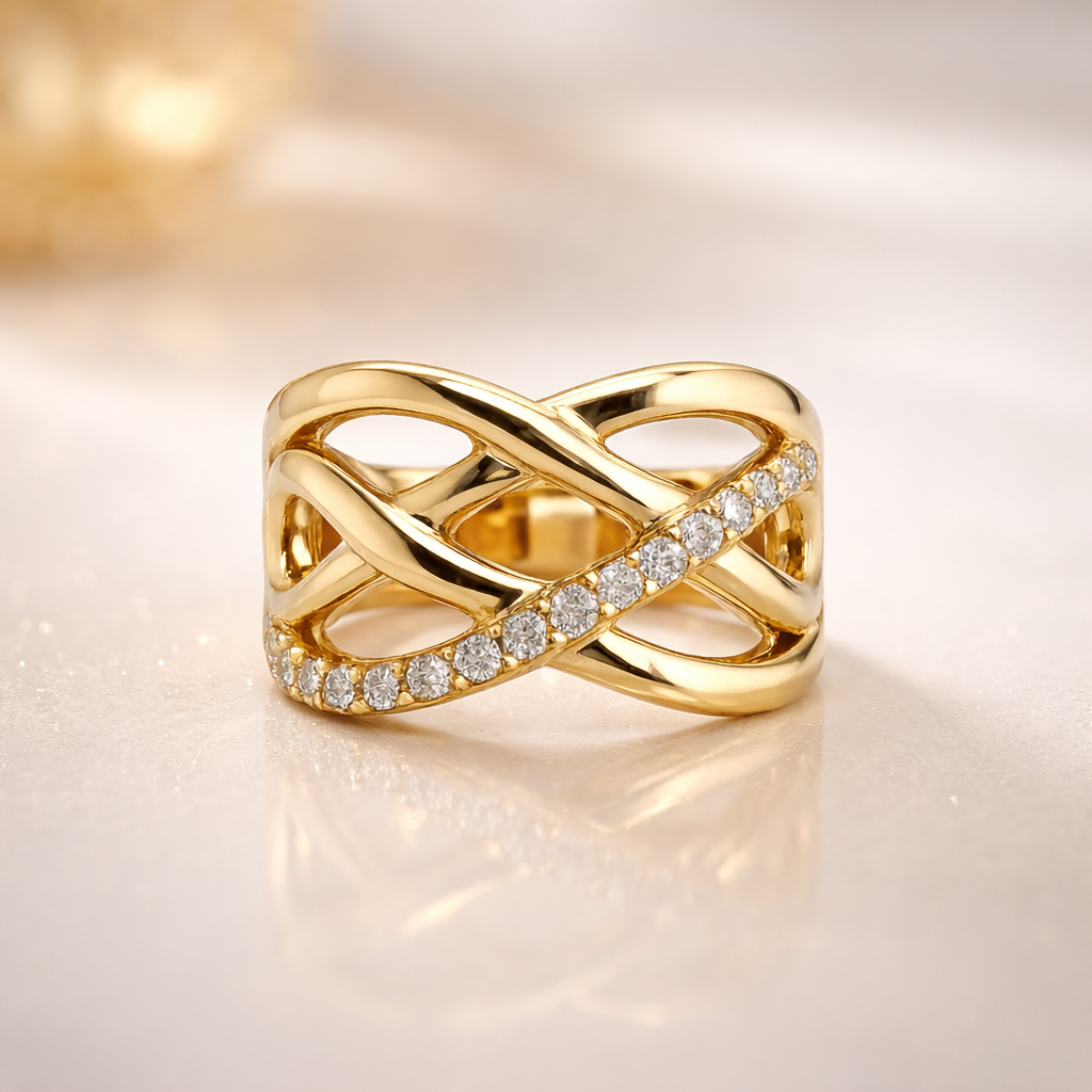 Diamond Crossover Ring