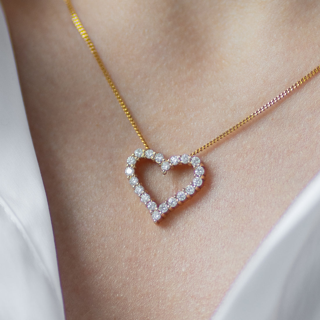 Heart Shape Diamond Pendant in Yellow Gold