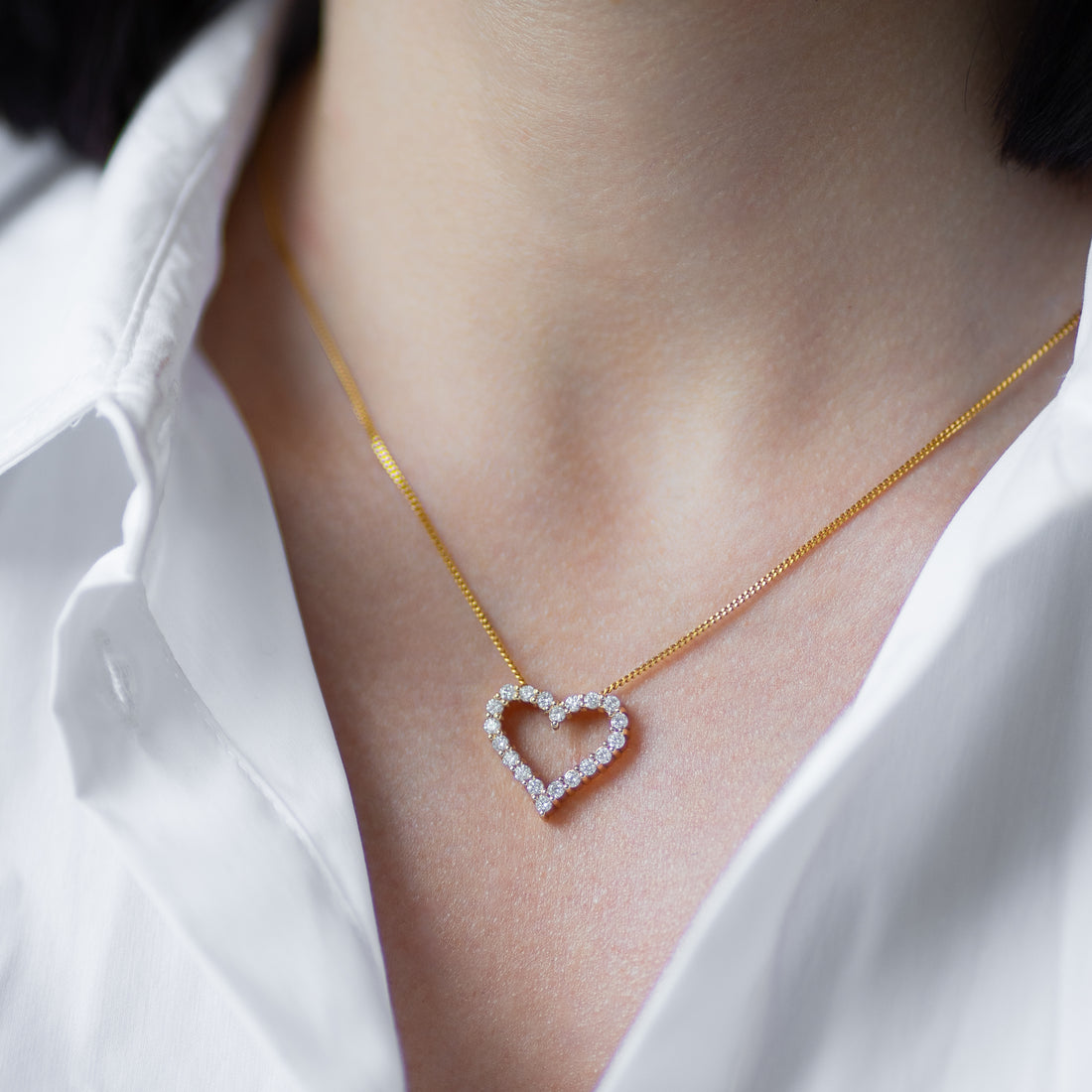 Heart Shape Diamond Pendant in Yellow Gold