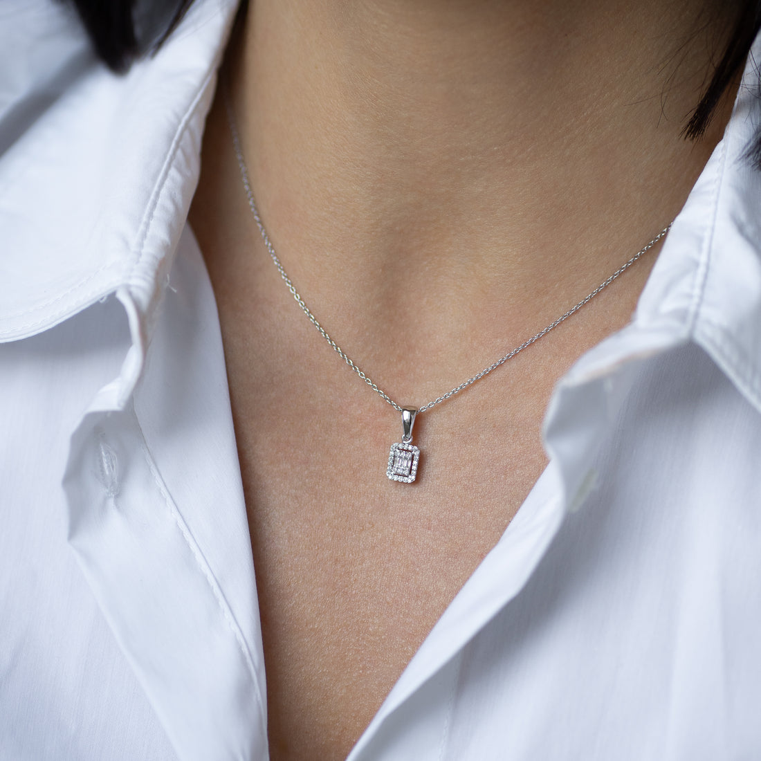 Diamond Cluster Pendant on Chain
