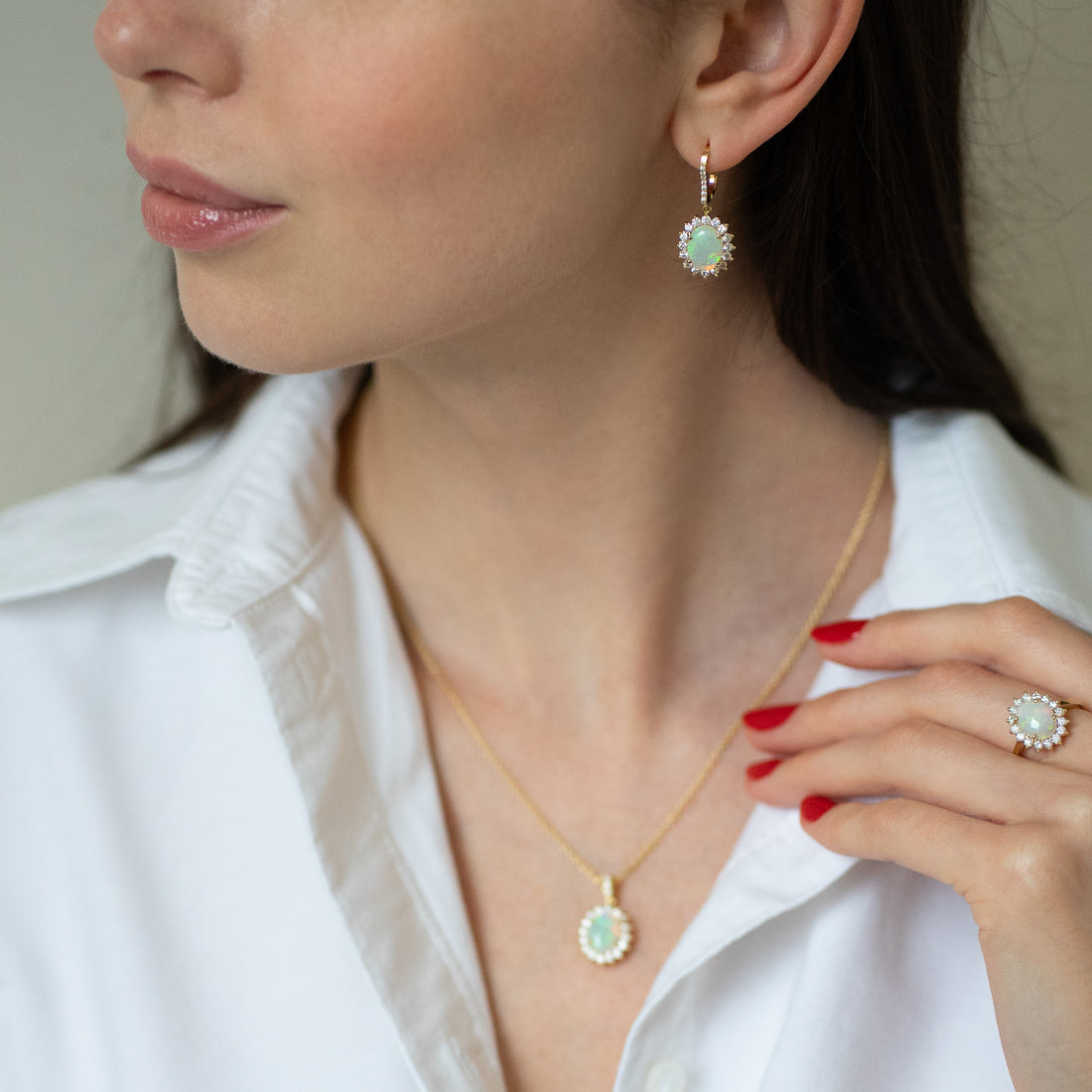 Opal Earrings with Diamonds
