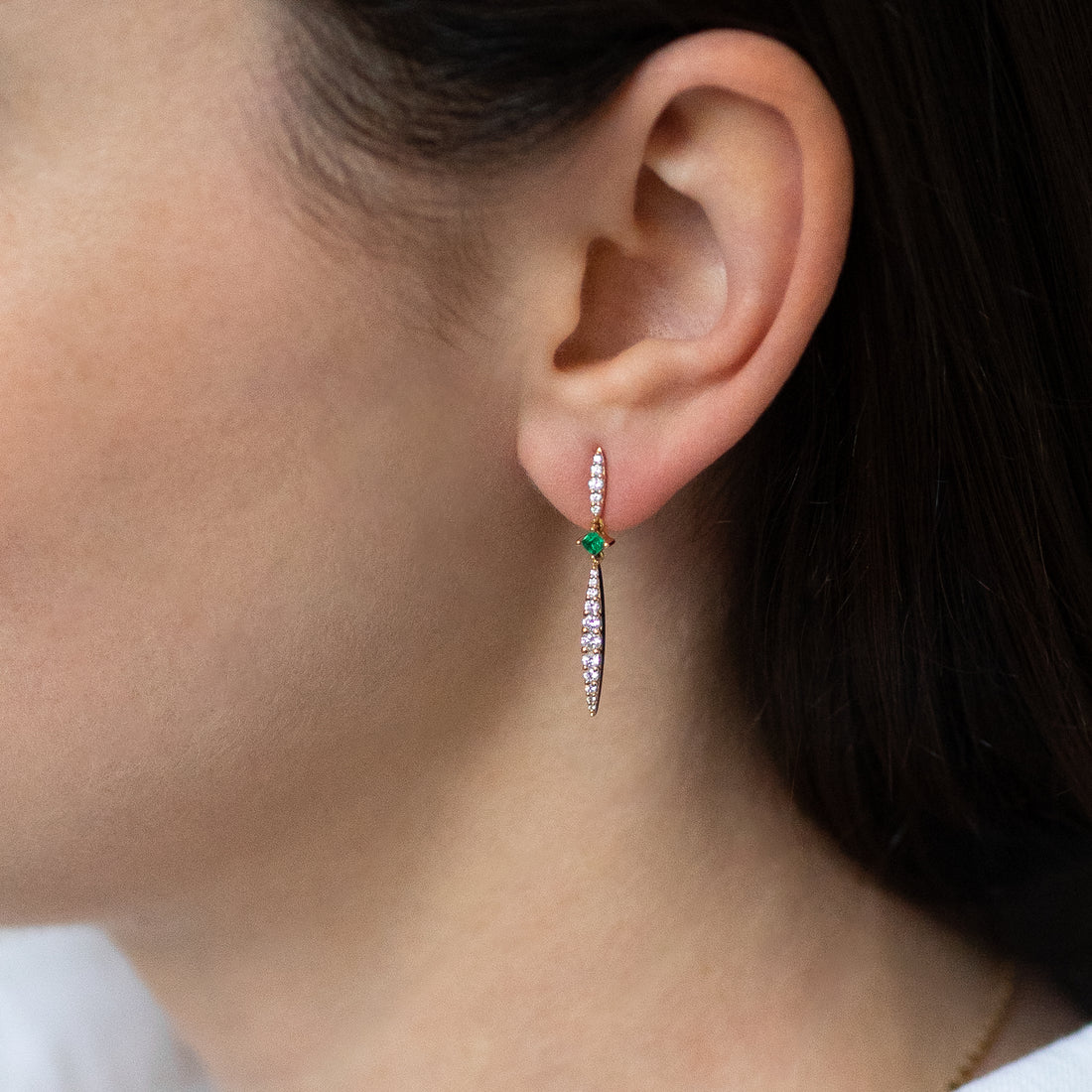 Emerald and Diamond Earrings in Yellow Gold