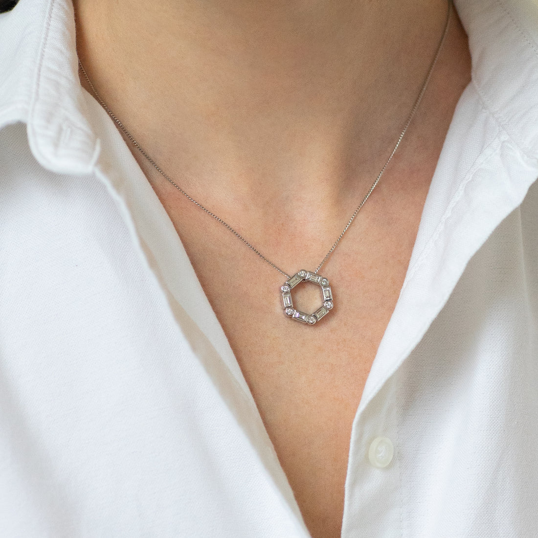 Platinum Necklace with Diamonds