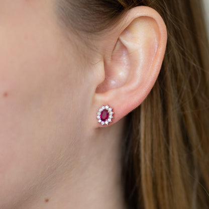 Oval Cut Ruby Stud Earrings