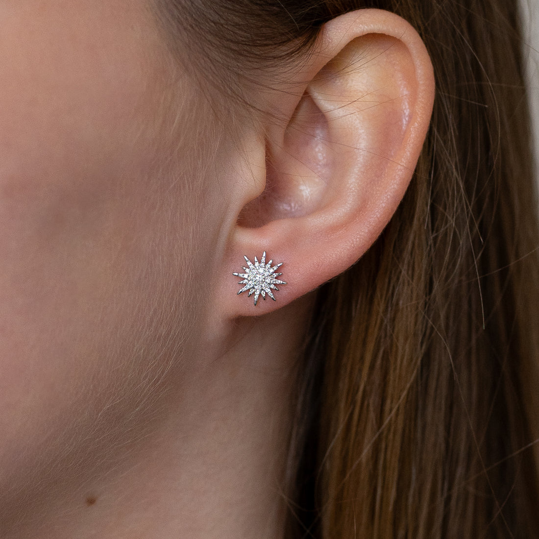 Snowflake Diamond Stud Earrings
