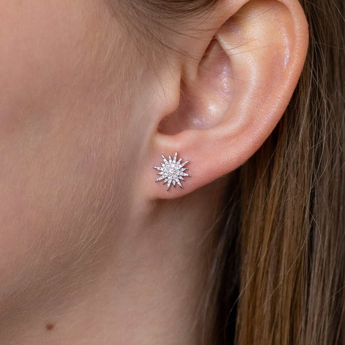 Snowflake Diamond Stud Earrings
