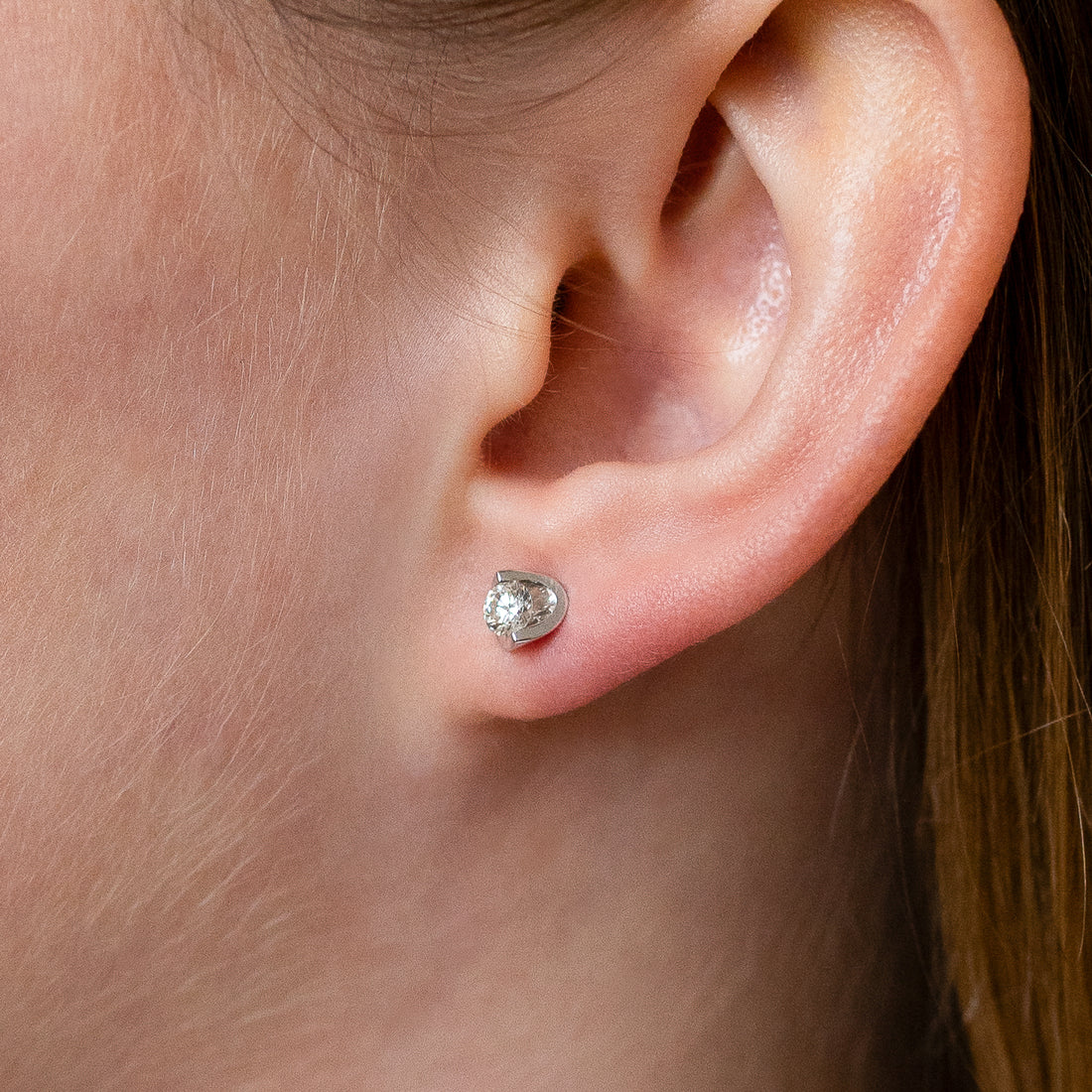 Diamond Stud Earrings in White Gold