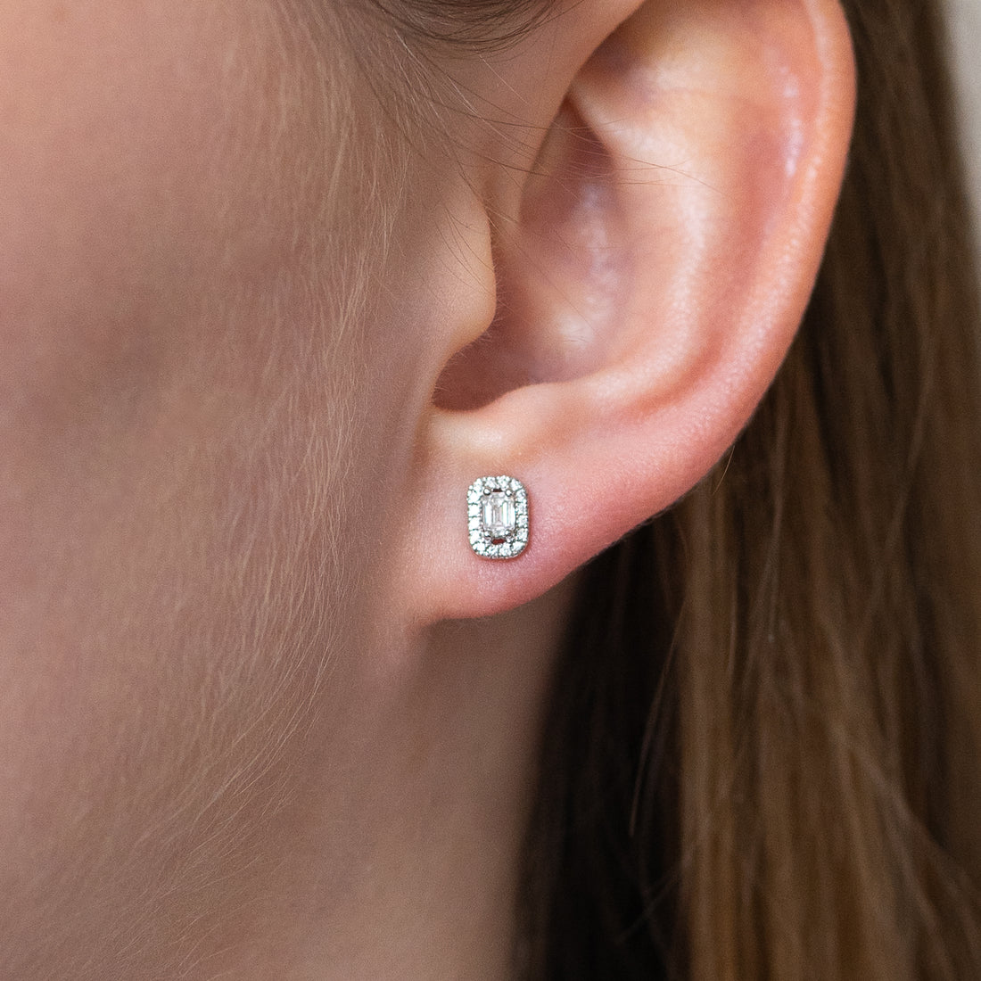 Emerald Cut Diamond Stud Earrings