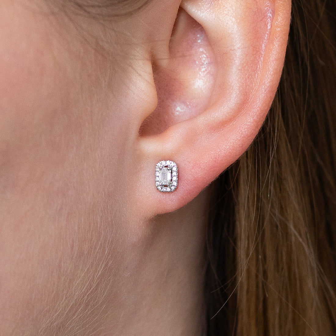 Emerald Cut Diamond Stud Earrings
