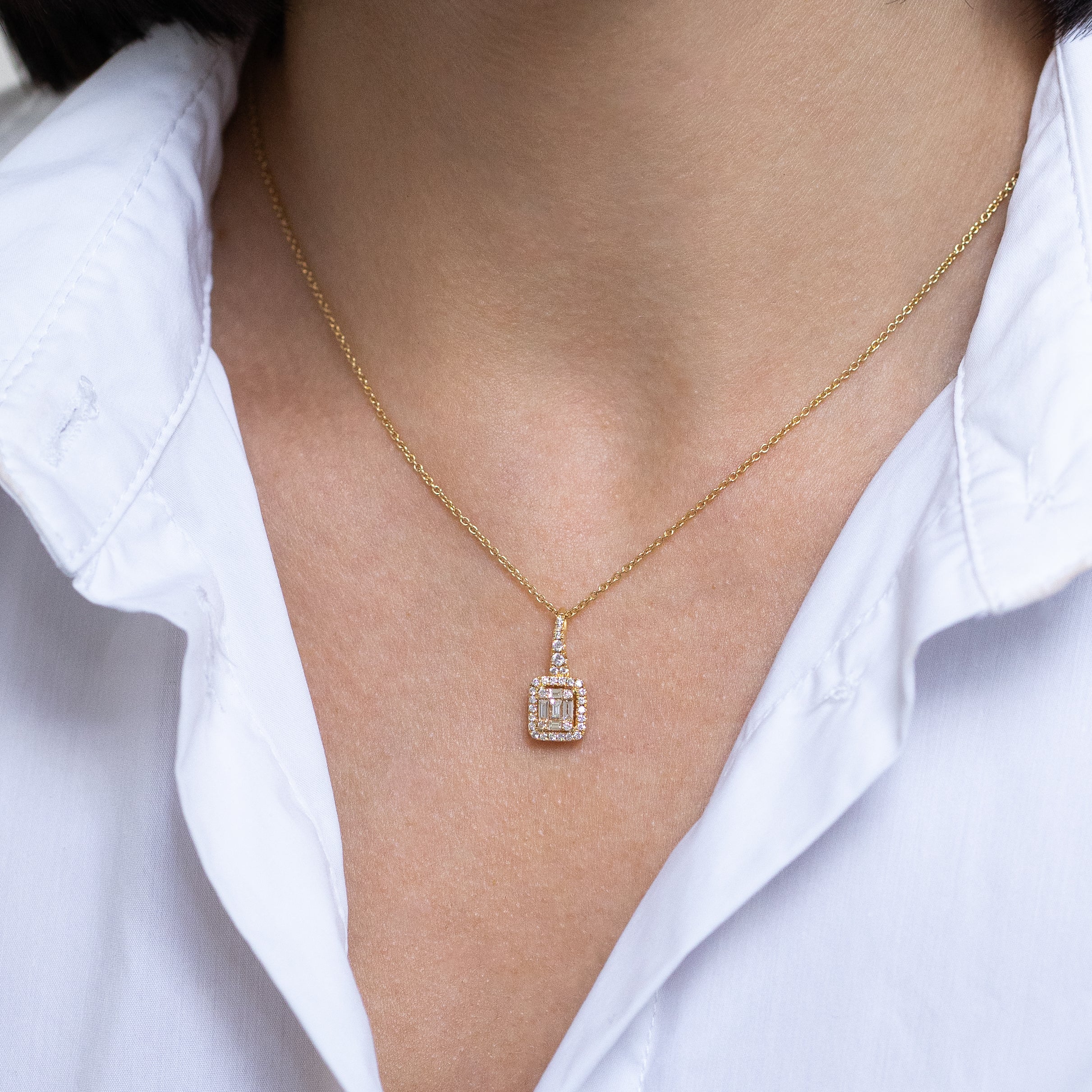 Diamond Cluster Pendant on Chain