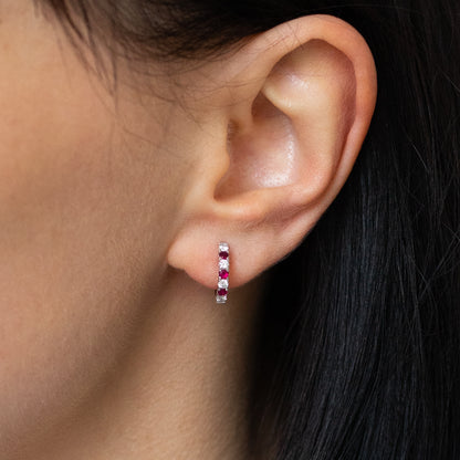 Ruby and Diamond Hoop Earrings