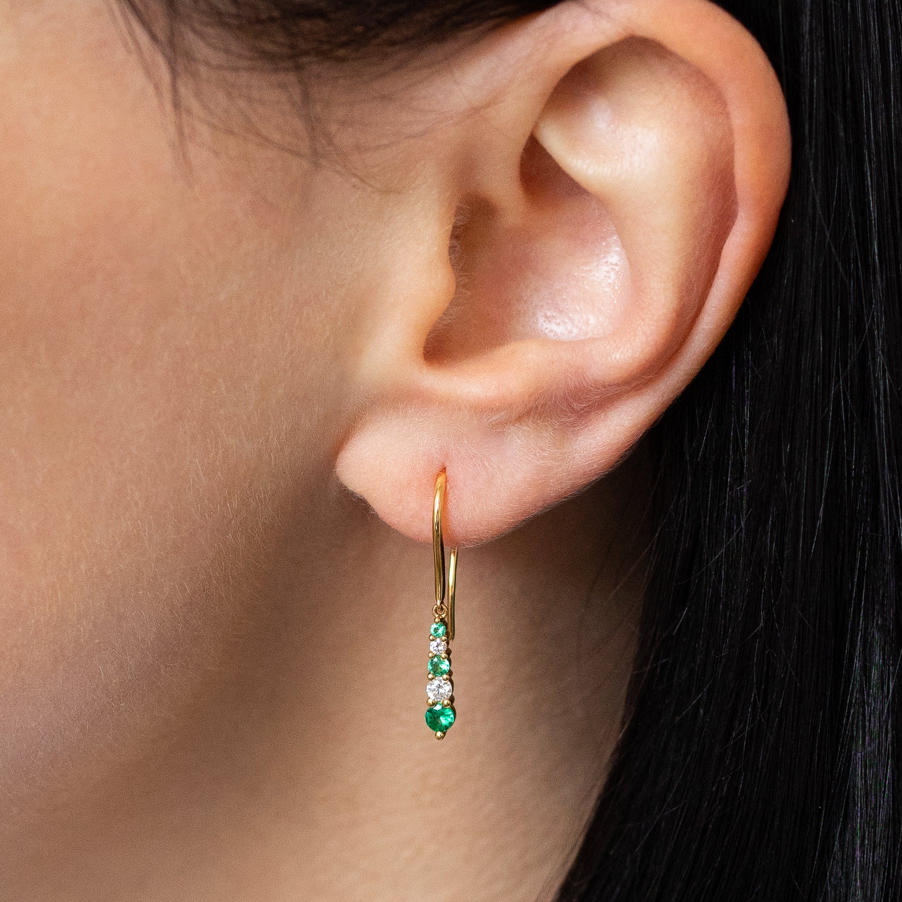 Drop Earrings with Emerald and Diamond