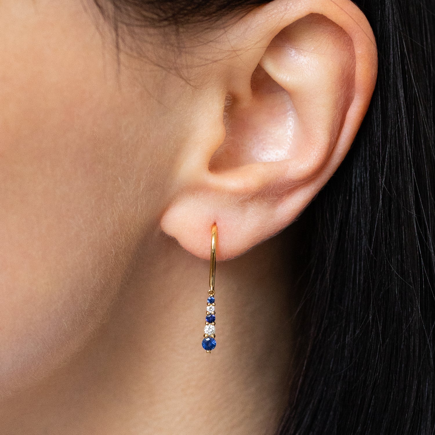 Diamond and Sapphire Drop Earrings