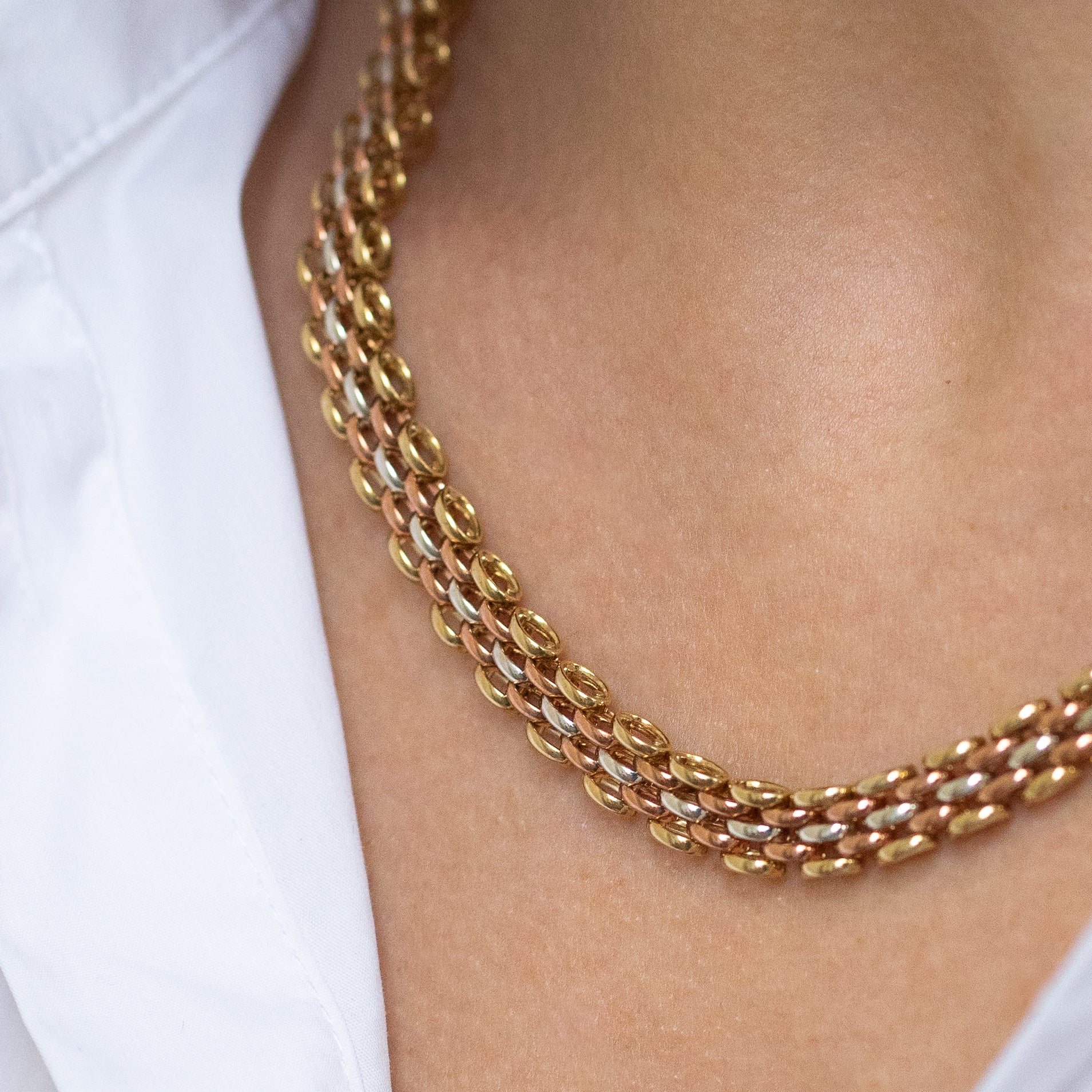 White, Yellow and Rose Gold Chain