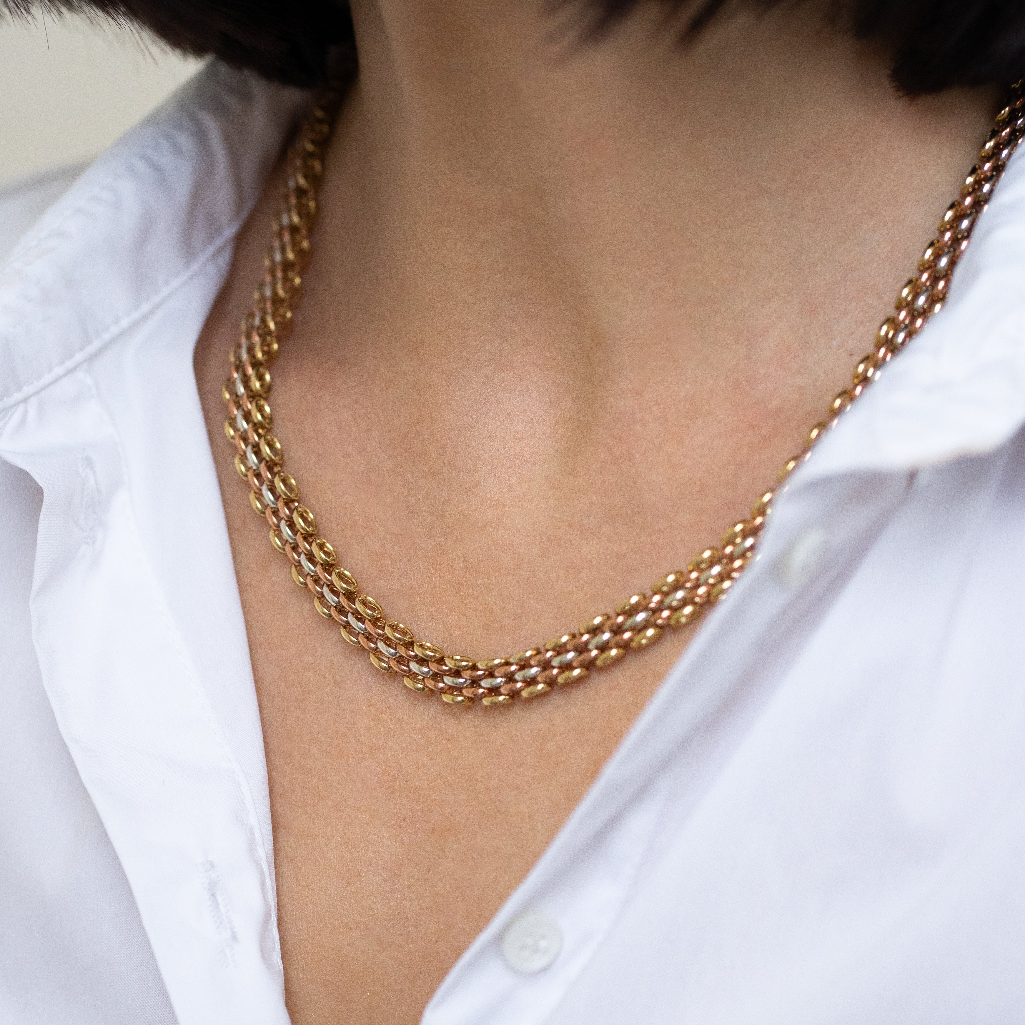 White, Yellow and Rose Gold Chain