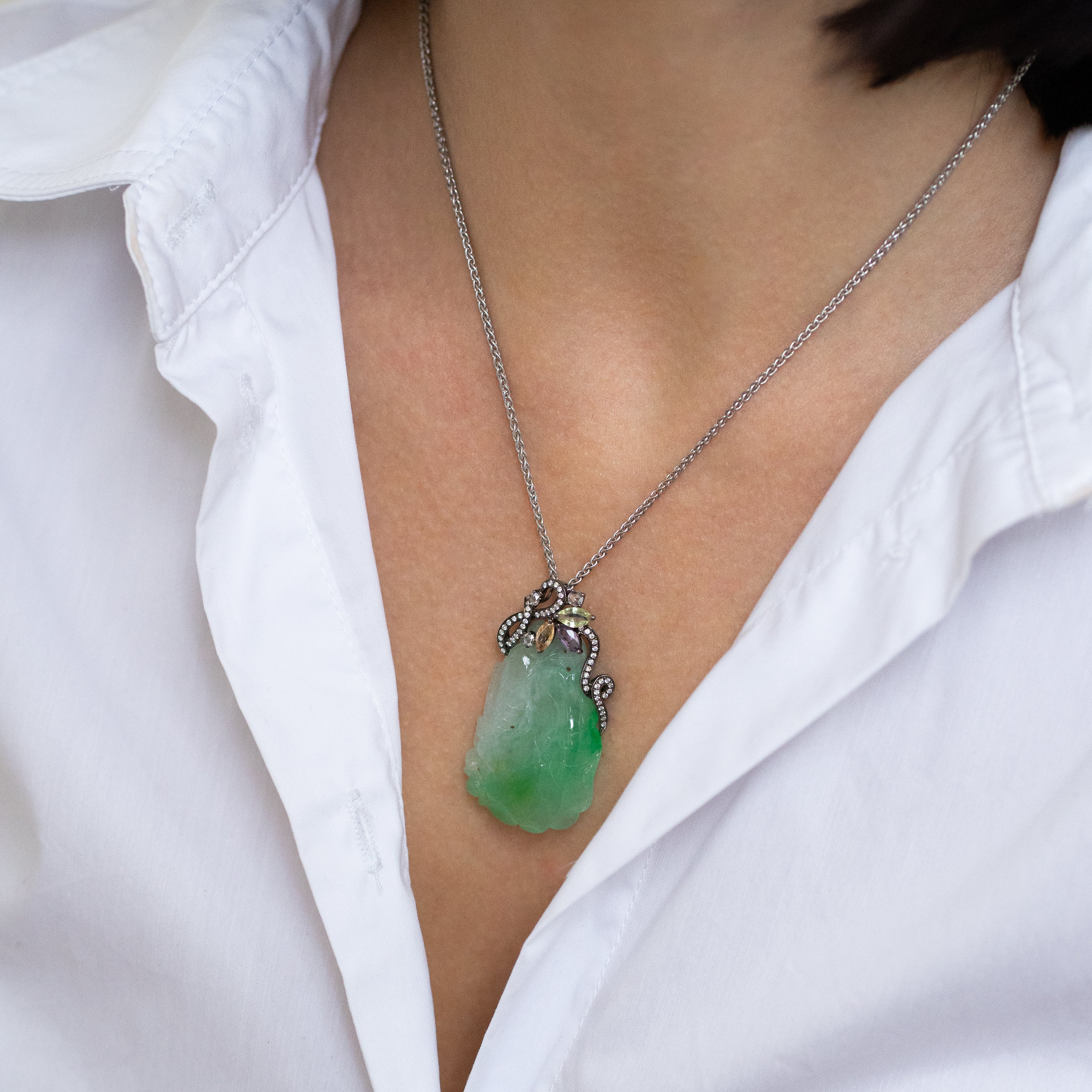 Jade Pendant in Black Gold